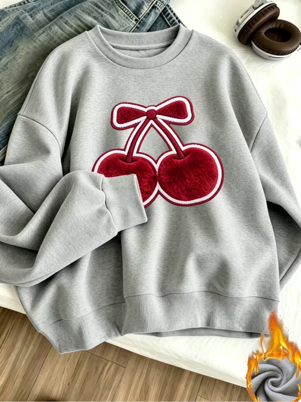 Women'S Pajamas And Loungewear, Fleece-Lined Round Neck Sweatshirt, Warm Winter